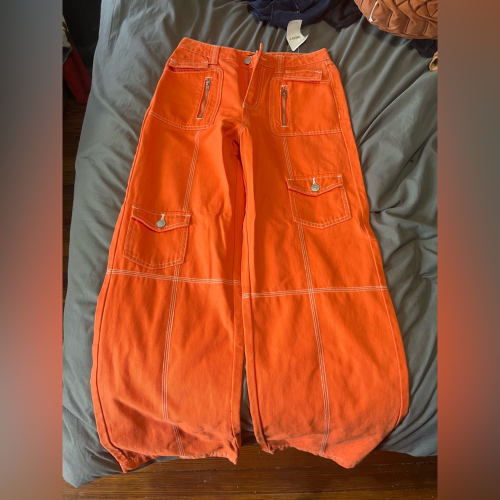 Bright orange cargo Pants